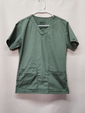 Women's Olive Green V-Neck Medical Scrub Top